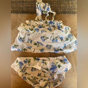 Jessica Simpson 2 Piece Ruffled Blueberry Outfit 18M good condition